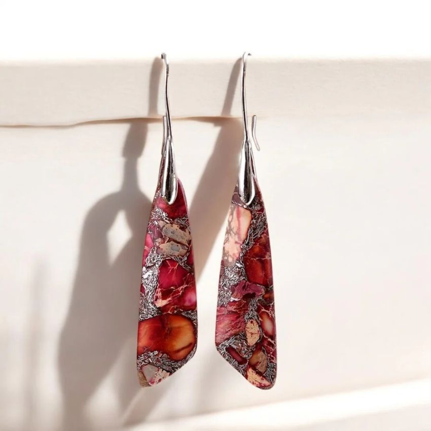 Antique Red Regalite Hook Earrings