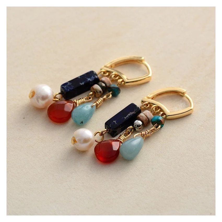 Amazonite & Agate Mix Drop Earrings