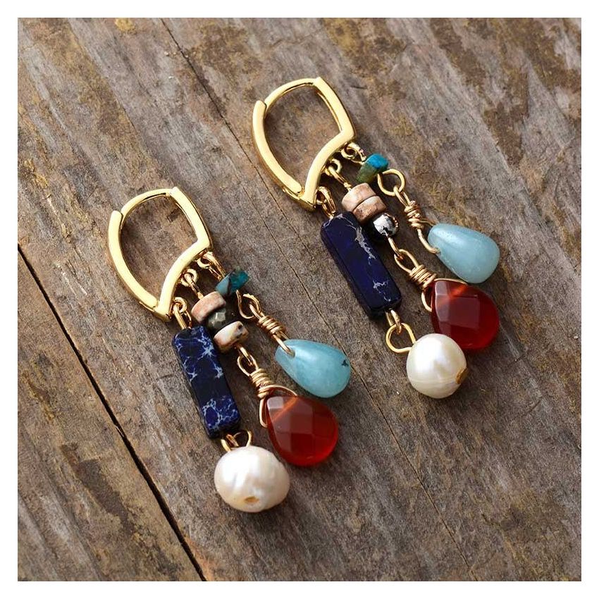 Amazonite & Agate Mix Drop Earrings