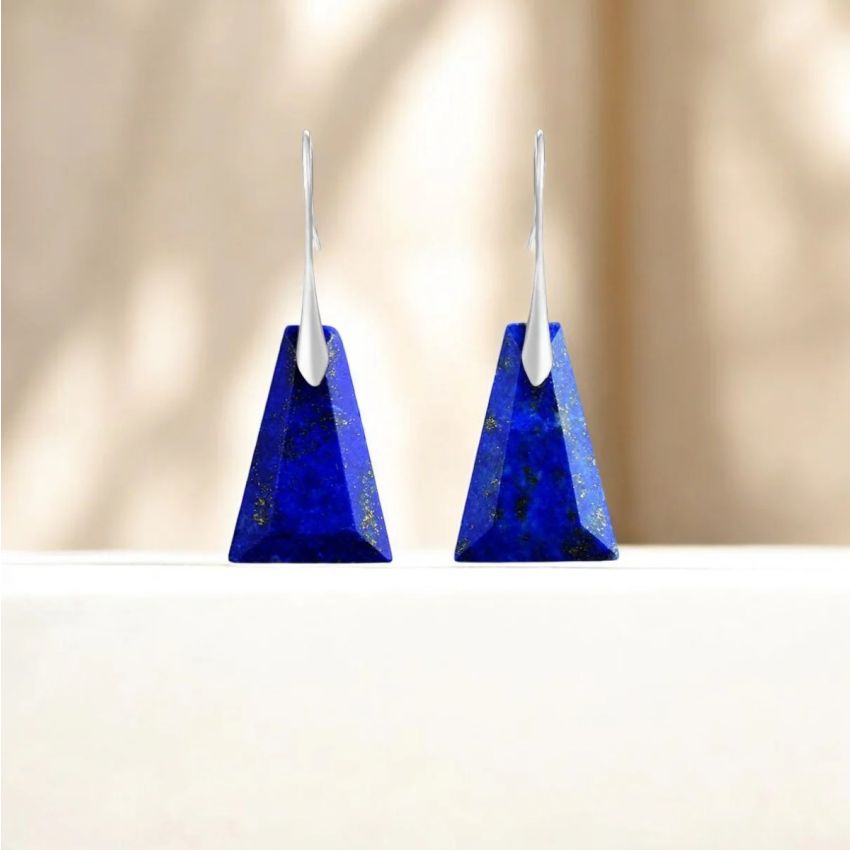 Lapis Lazuli Geometric Drop Earrings