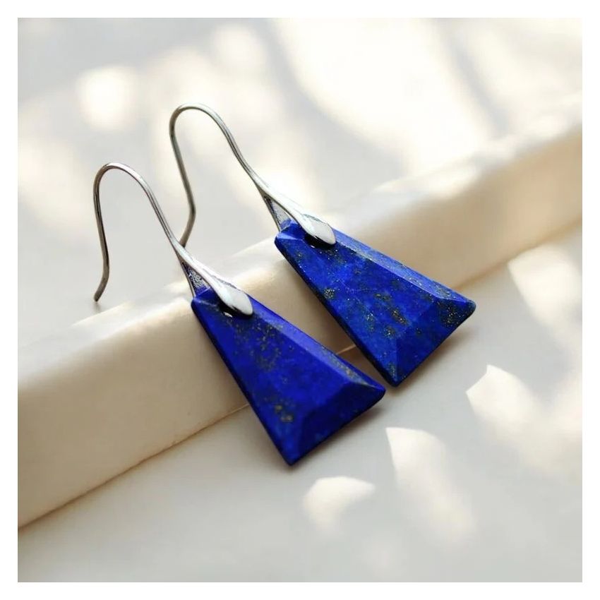 Lapis Lazuli Geometric Drop Earrings