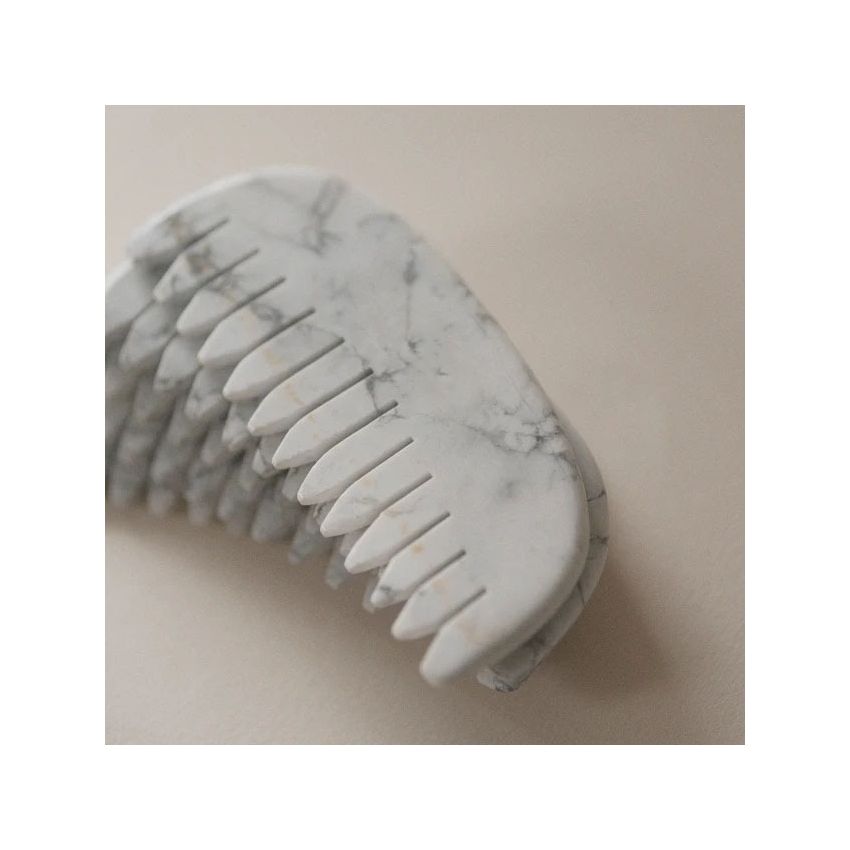 Natural White Howlite Scalp Comb & Gua Sha Tool | Calming Head Massager
