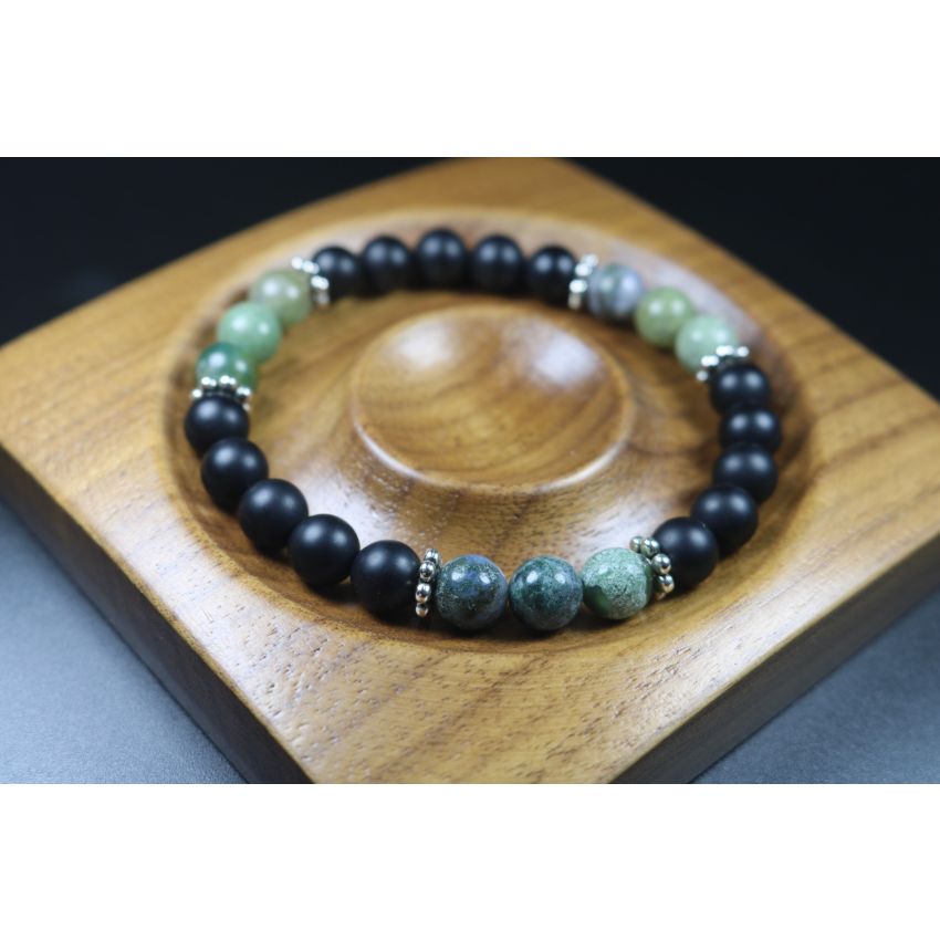 Matte Black Onyx and indian agate Bracelet - Bracelet - Men Jewelry - Stretch Bracelet - Men Bead Bracelet - Heal Bracelet - 8mm beads