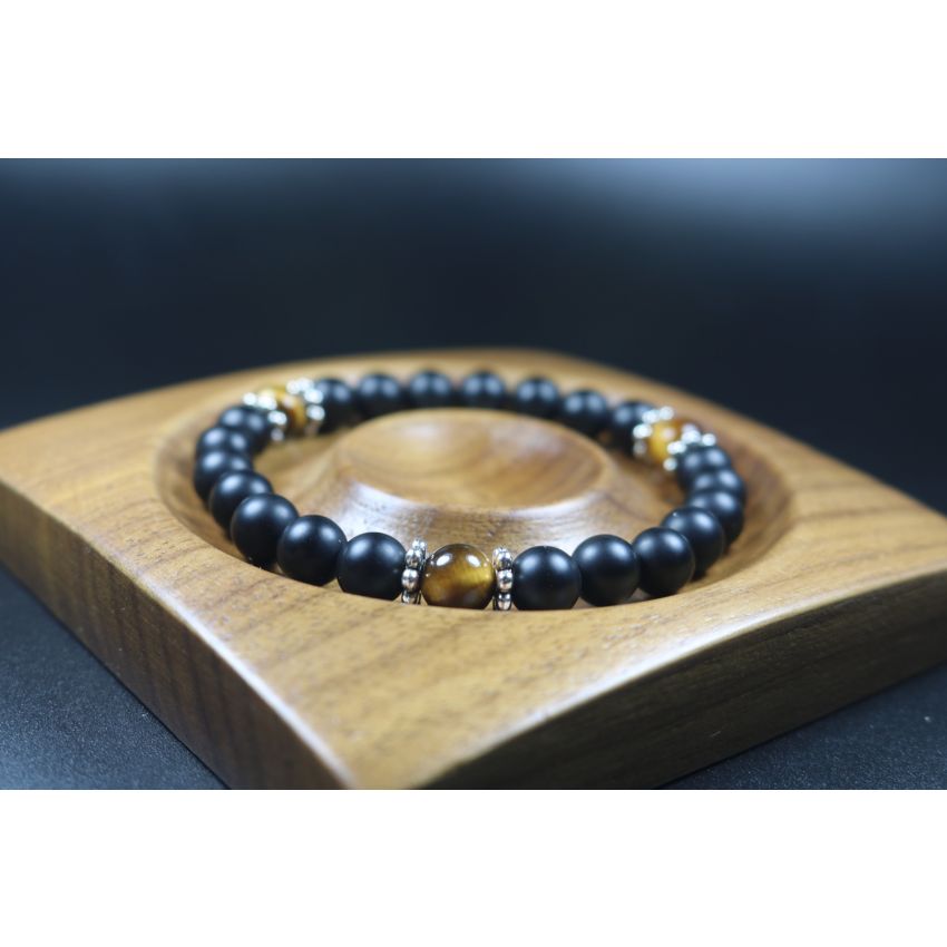 Matte Black Onyx and Tiger Eye Bracelet - Bracelet for Men - Stretch Bracelet - Healing Bracelet - 8mm beads