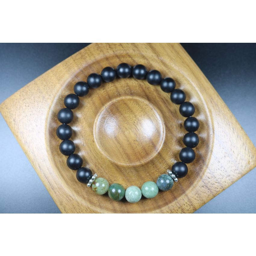 Strength Matte Black Onyx and indian agate Bracelet - Man Jewelry - Stretch Bracelet - Men Bead Bracelet - Heal Bracelet - 8mm beads