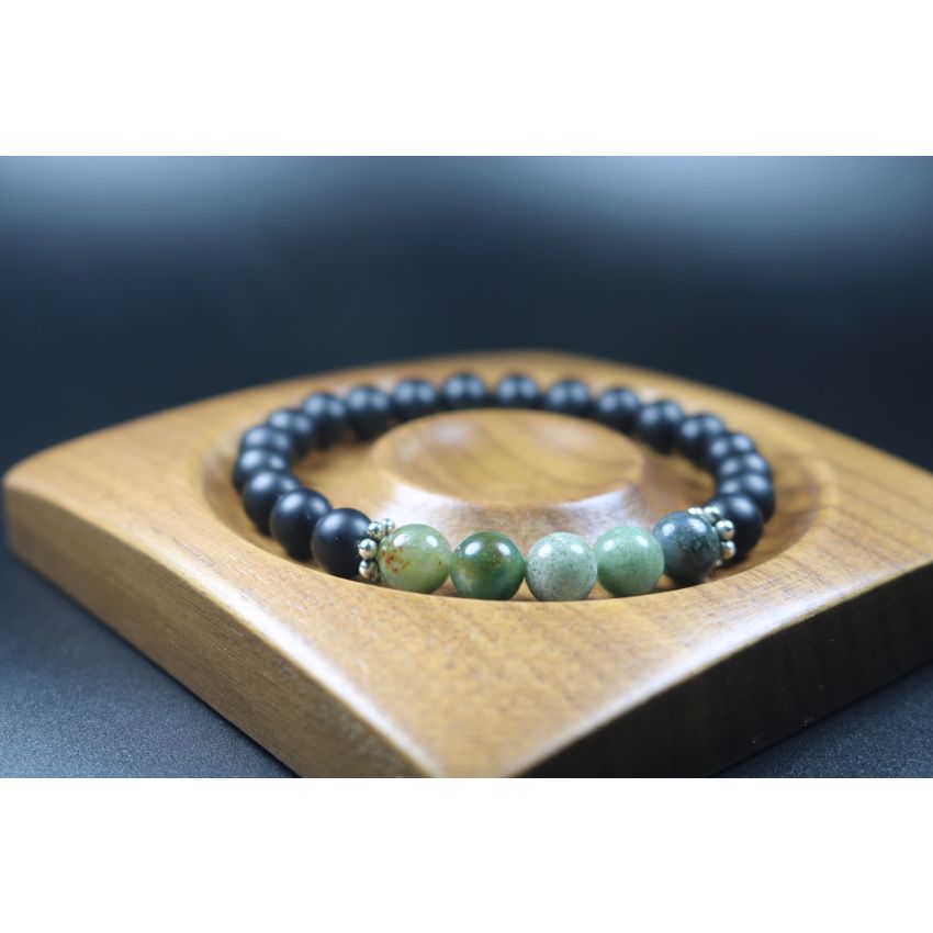 Strength Matte Black Onyx and indian agate Bracelet - Man Jewelry - Stretch Bracelet - Men Bead Bracelet - Heal Bracelet - 8mm beads