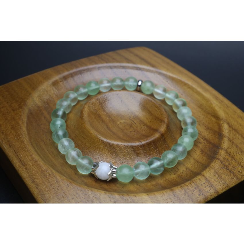 Green Fluorite & Moonstone Bracelet (6mm Beads)/Genius Stone, Students, Concentration, Study, Balancing, Calming