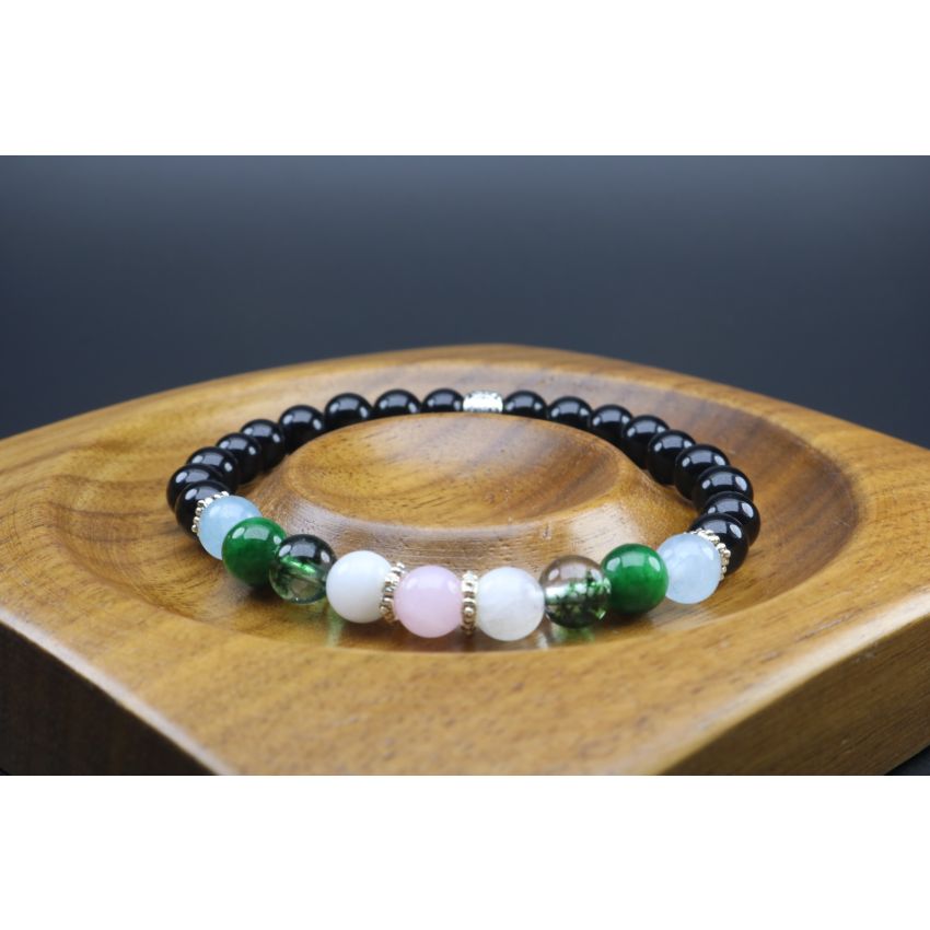Healthy Pregnancy Bracelet (6mm Beads)Black Onyx, Aquamarine, Emerald, Moss Agate, Moonstone, Rose Quartz 