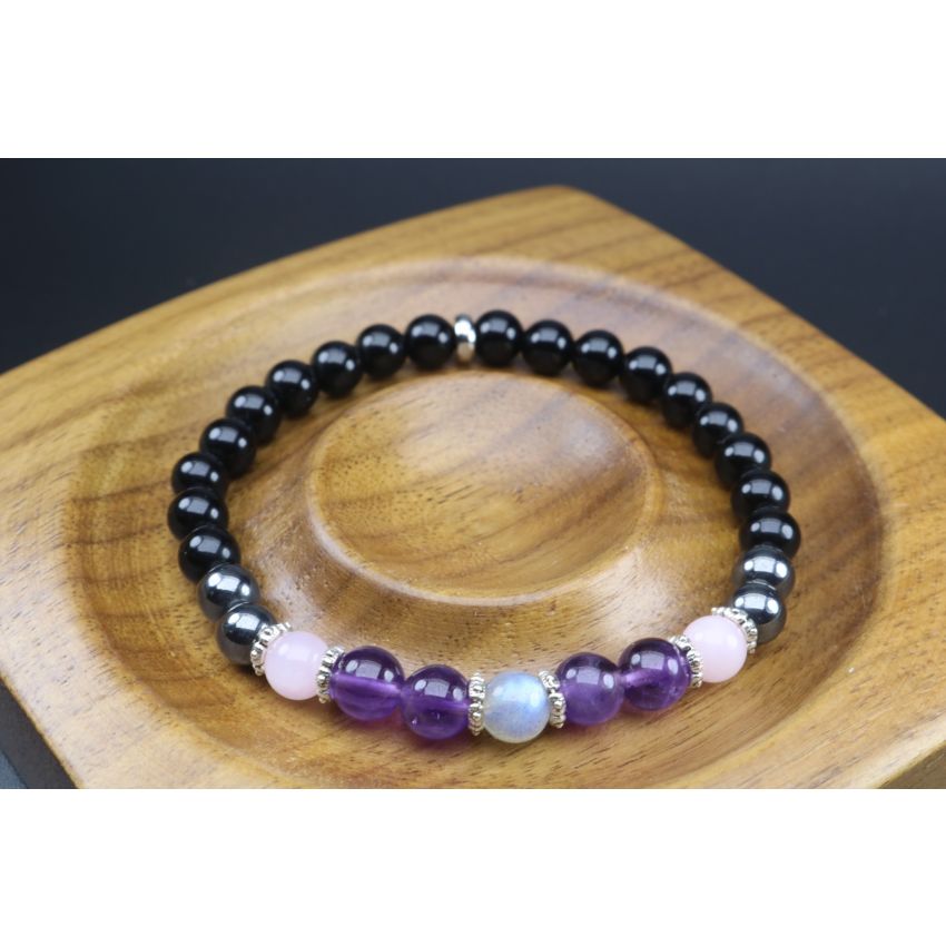 Empath Protection Bracelet with Black Tourmaline, Hematite, Rose Quartz, Amethyst & Labradorite (6mm Beads)