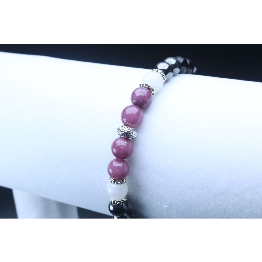 Lepidolite, Hematite, Black Tourmaline, Moonstone Bracelet (6mm Beads)/Emotional Healing, Depression, Insomnia, New Beginnings, Anxiety