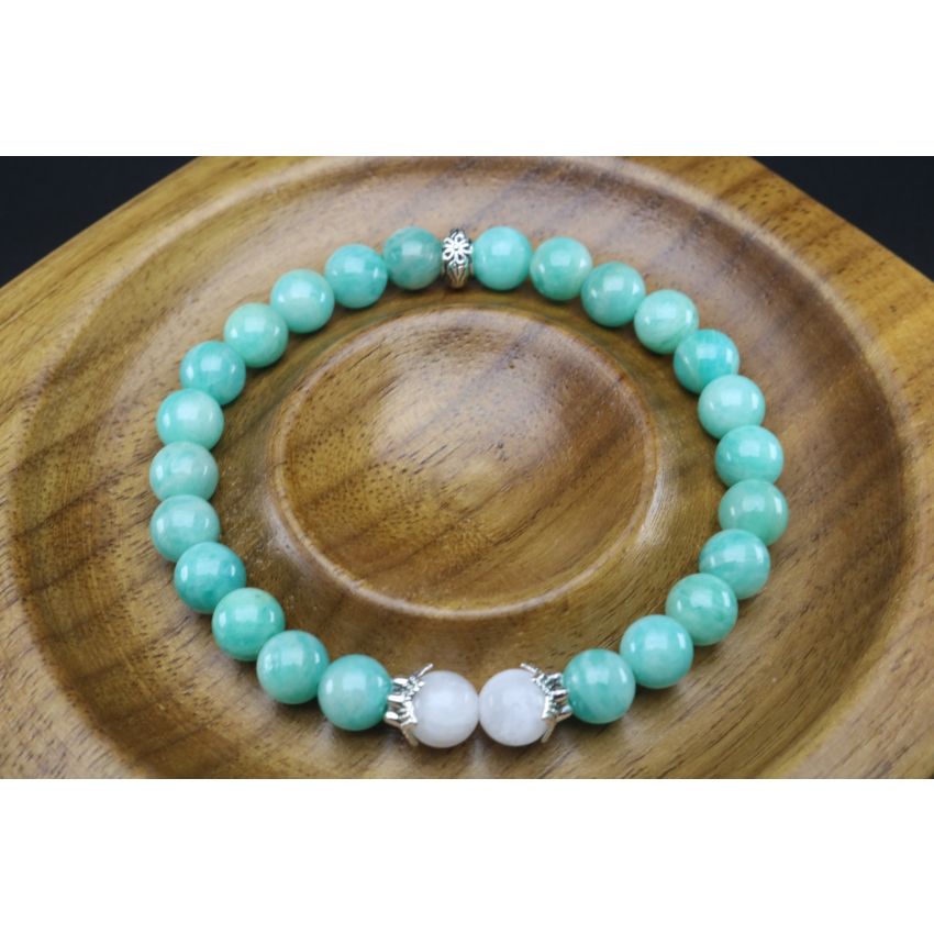 Amazonite & Moonstone Bracelet (6mm Beads)/Soothing, Positive Energy, Anxiety