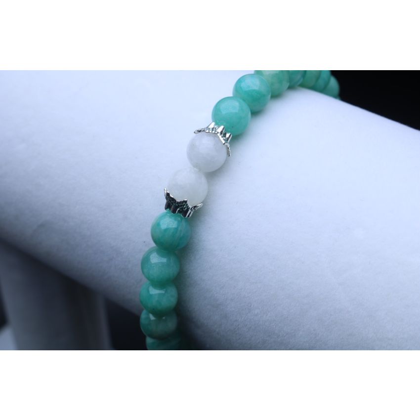 Amazonite & Moonstone Bracelet (6mm Beads)/Soothing, Positive Energy, Anxiety