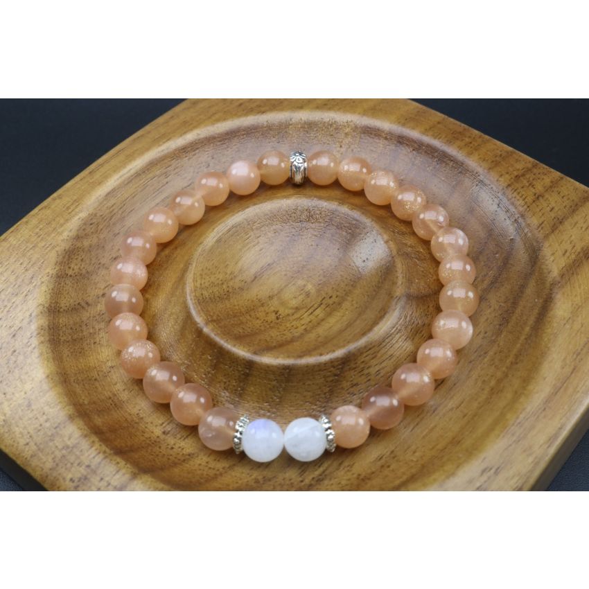 Sunstone & Moonstone Bracelet (6mm Beads)/New Beginnings, Positive Energy, Calming, Joy