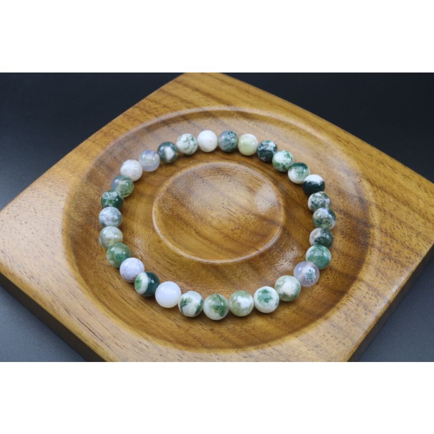 Tree Agate Bracelet (6mm Beads)/Stability, Protection, Peace, Safety, Strength