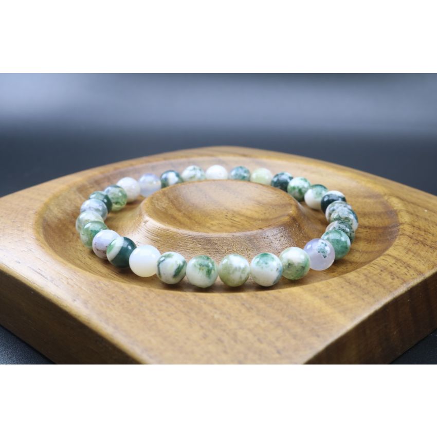 Tree Agate Bracelet (6mm Beads)/Stability, Protection, Peace, Safety, Strength