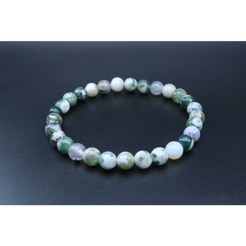 Tree Agate Bracelet (6mm Beads)/Stability, Protection, Peace, Safety, Strength