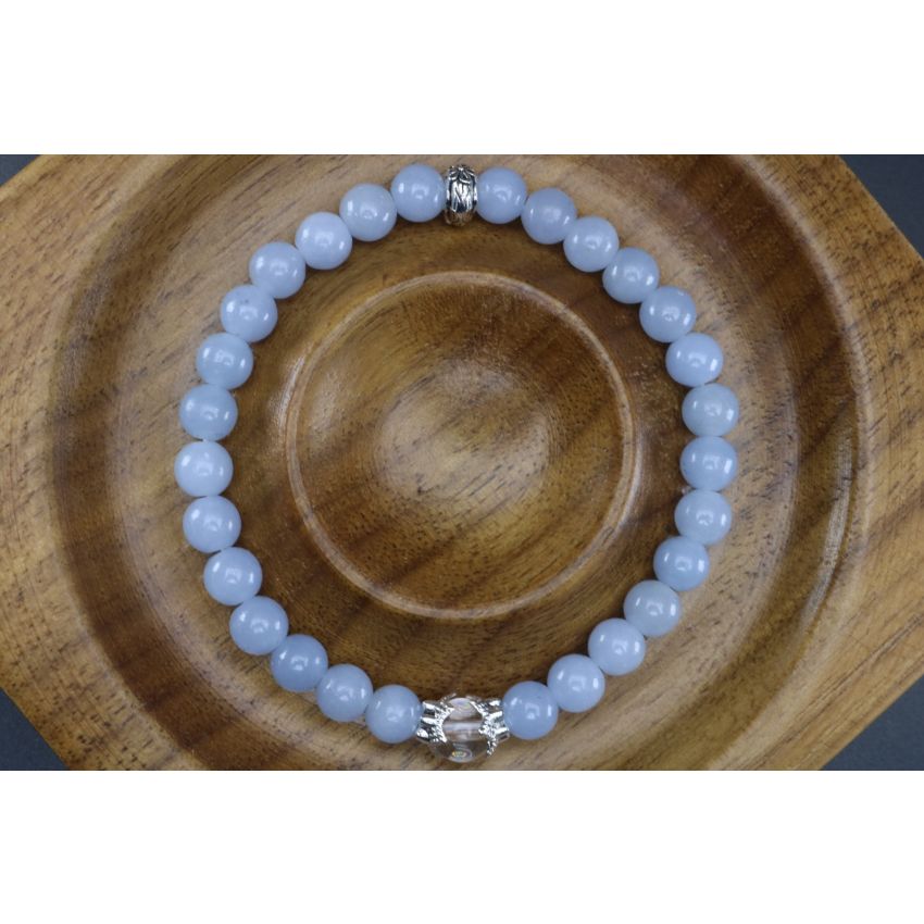 Angelite & Crystal Quartz Bracelet (6mm Beads)