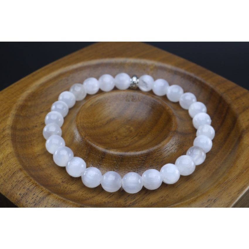 Selenite Bracelet (6mm Beads)/Spiritual, Cleansing, Soothing, Positivity