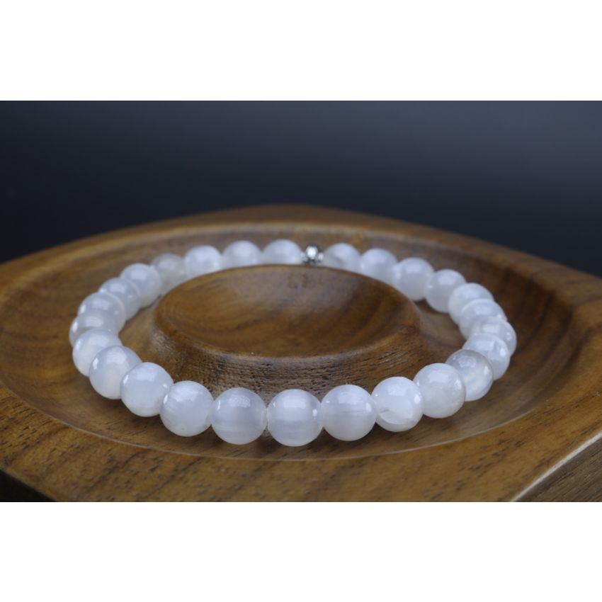 Selenite Bracelet (6mm Beads)/Spiritual, Cleansing, Soothing, Positivity