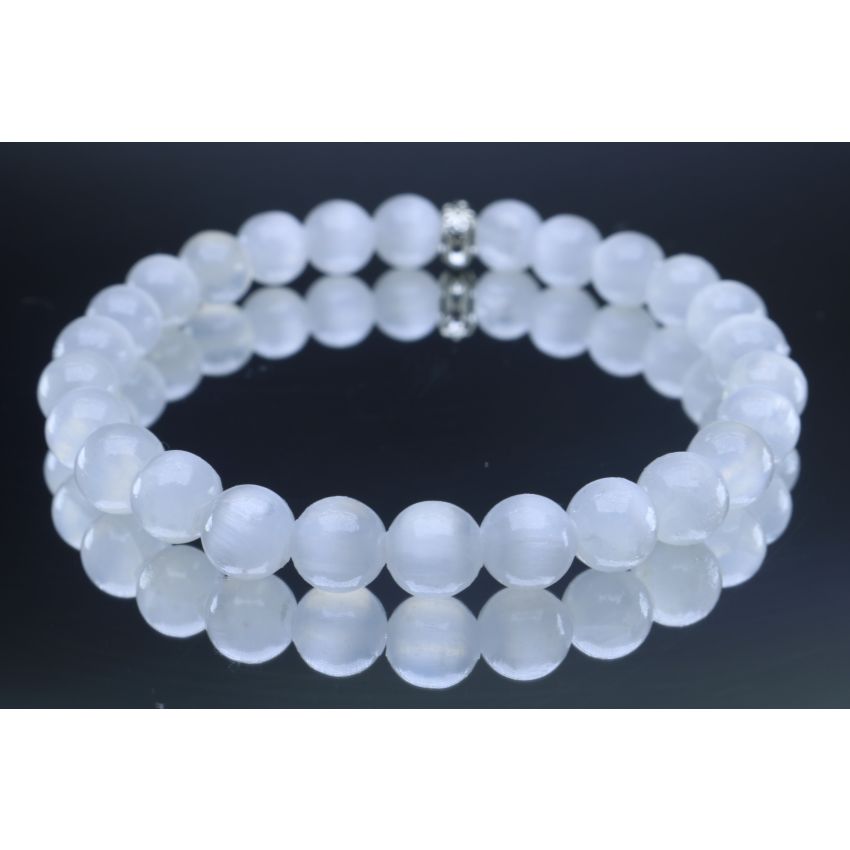 Selenite Bracelet (6mm Beads)/Spiritual, Cleansing, Soothing, Positivity