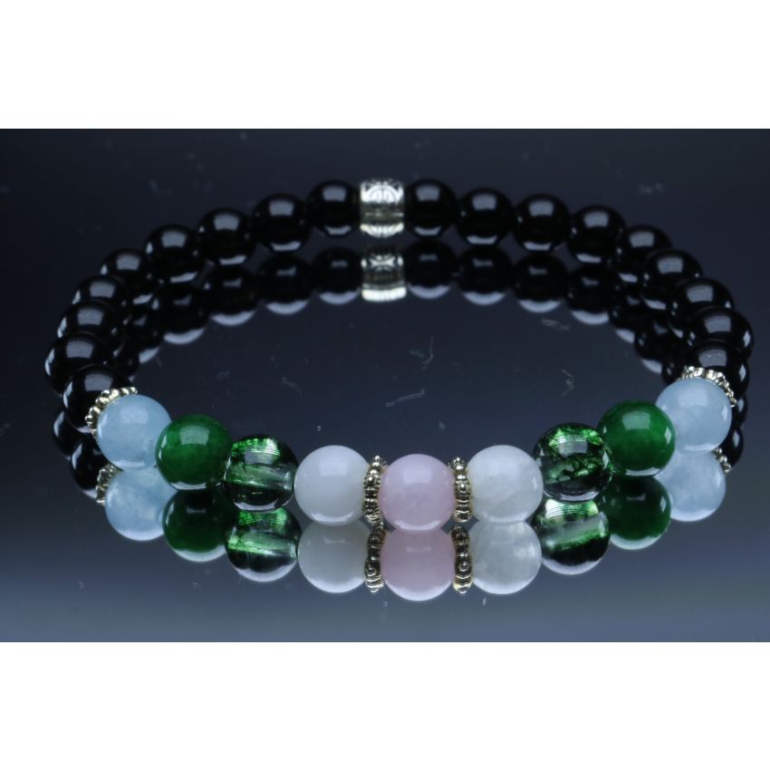 Healthy Pregnancy Bracelet (6mm Beads)Black Onyx, Aquamarine, Emerald, Moss Agate, Moonstone, Rose Quartz 