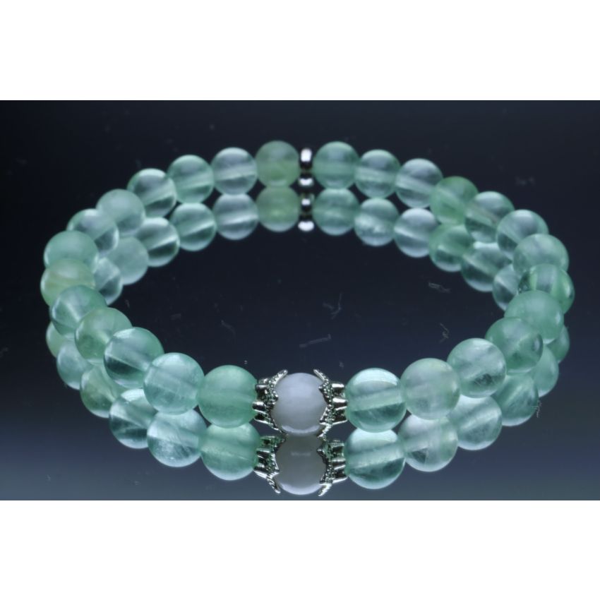 Green Fluorite & Moonstone Bracelet (6mm Beads)/Genius Stone, Students, Concentration, Study, Balancing, Calming