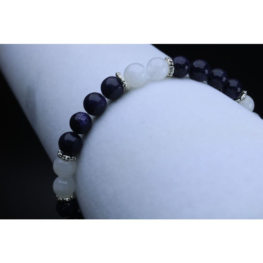 Blue Goldstone & Moonstone Bracelet (6mm Beads)