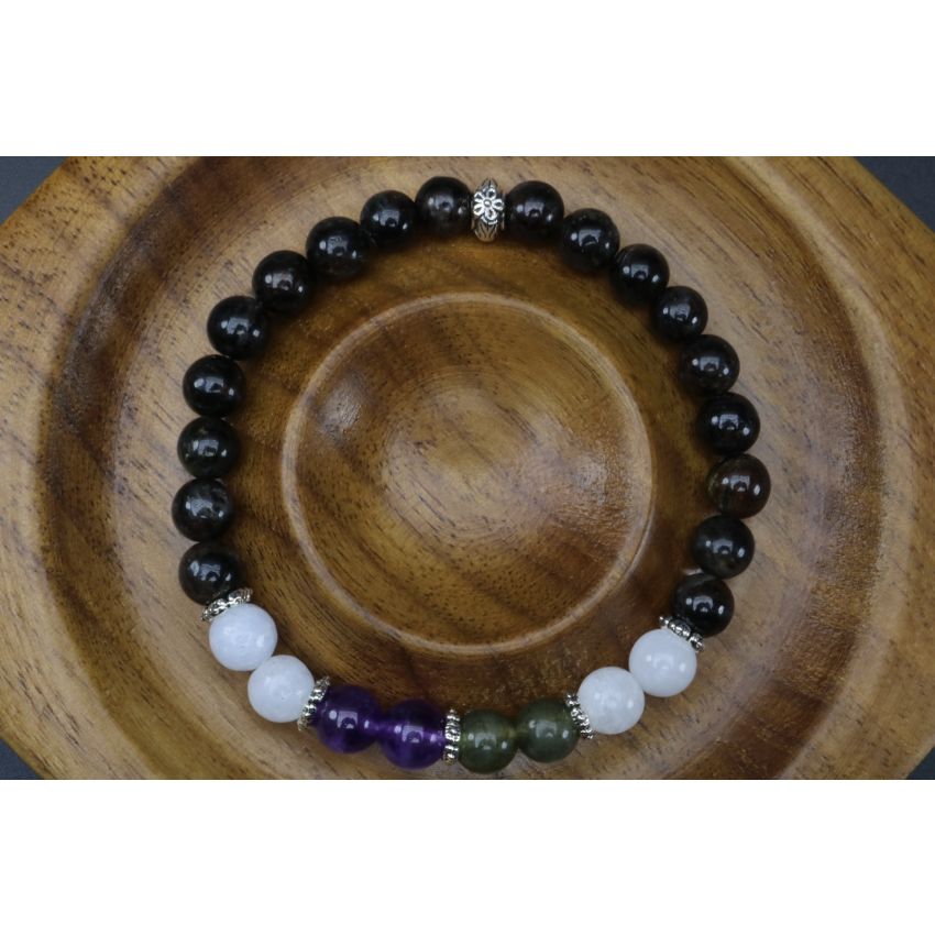 Intuition Enhancement Bracelet with Astrophyllite, Celestite, Amethyst, Labradorite & Moonstone (6mm Beads)