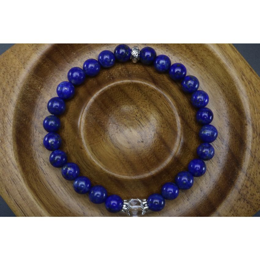 Lapis Lazuli & Crystal Quartz Bracelet (6mm Beads)