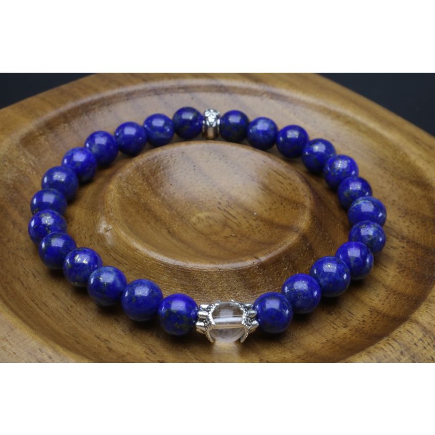 Lapis Lazuli & Crystal Quartz Bracelet (6mm Beads)