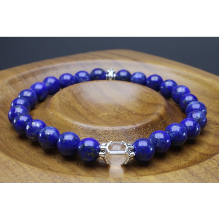 Lapis Lazuli & Crystal Quartz Bracelet (6mm Beads)