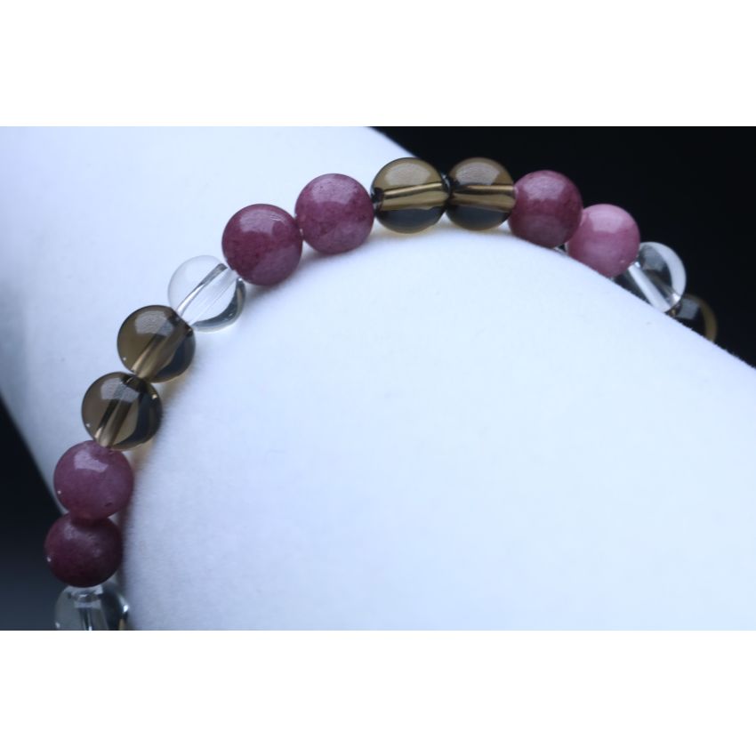 Lepidolite, Smoky Quartz & Clear Quartz Depression/Mental Health Support Bracelet (6mm Beads)