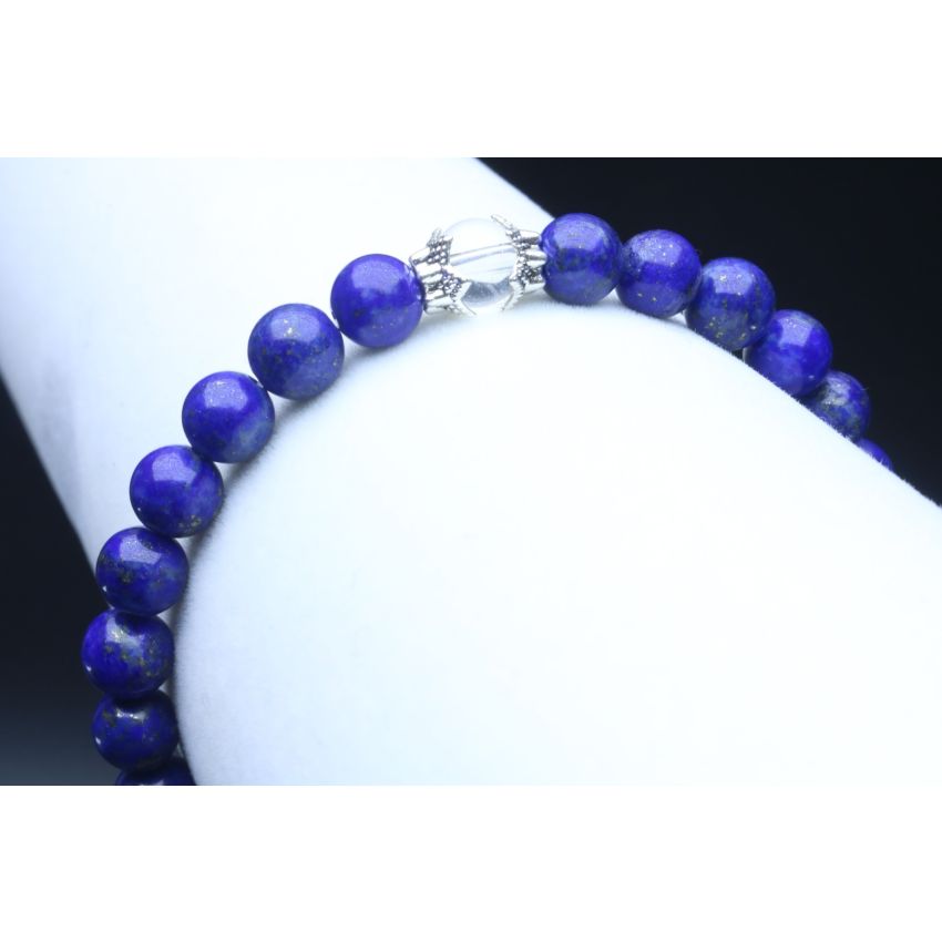 Lapis Lazuli & Crystal Quartz Bracelet (6mm Beads)