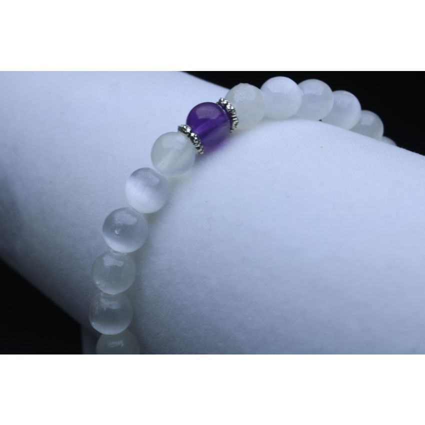 Spiritual/Heavenly Trifecta with Angelite, Selenite & Amethyst (6mm Beads)