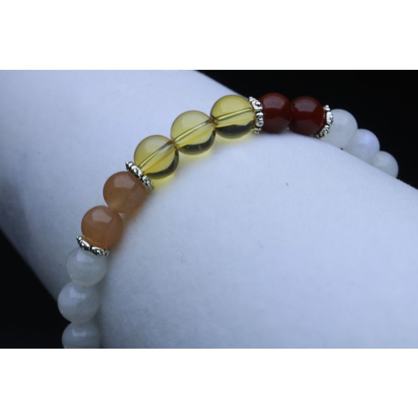 Moonstone, Sunstone, Citrine & Carnelian Bracelet (6mm Beads)/Positive Energy, Self-Esteem, Self-Worth, Stabilizing, Joy, New Beginnings