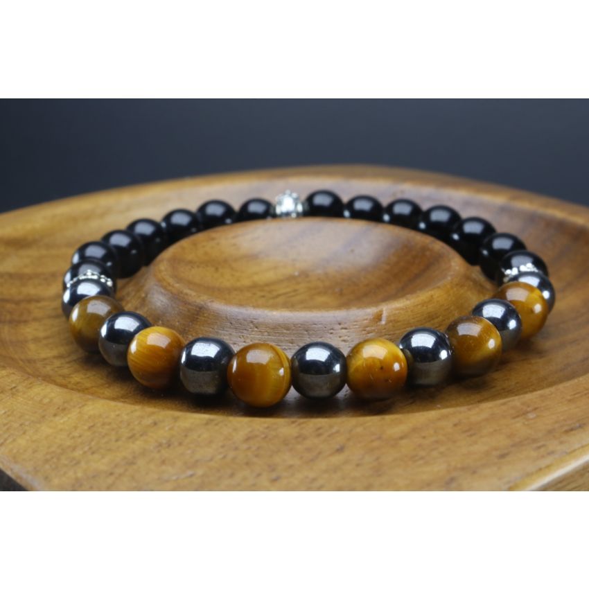 Black Tourmaline, Tiger Eye & Hematite Protection Bracelet (6mm Beads)