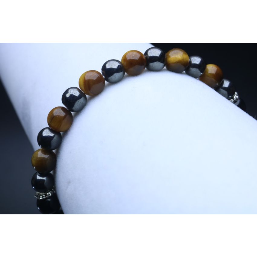 Black Tourmaline, Tiger Eye & Hematite Protection Bracelet (6mm Beads)