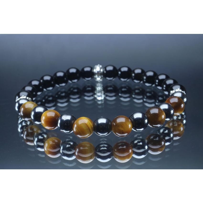 Black Tourmaline, Tiger Eye & Hematite Protection Bracelet (6mm Beads)