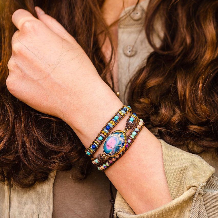 Intense Emperor Jasper Wrap Bracelet