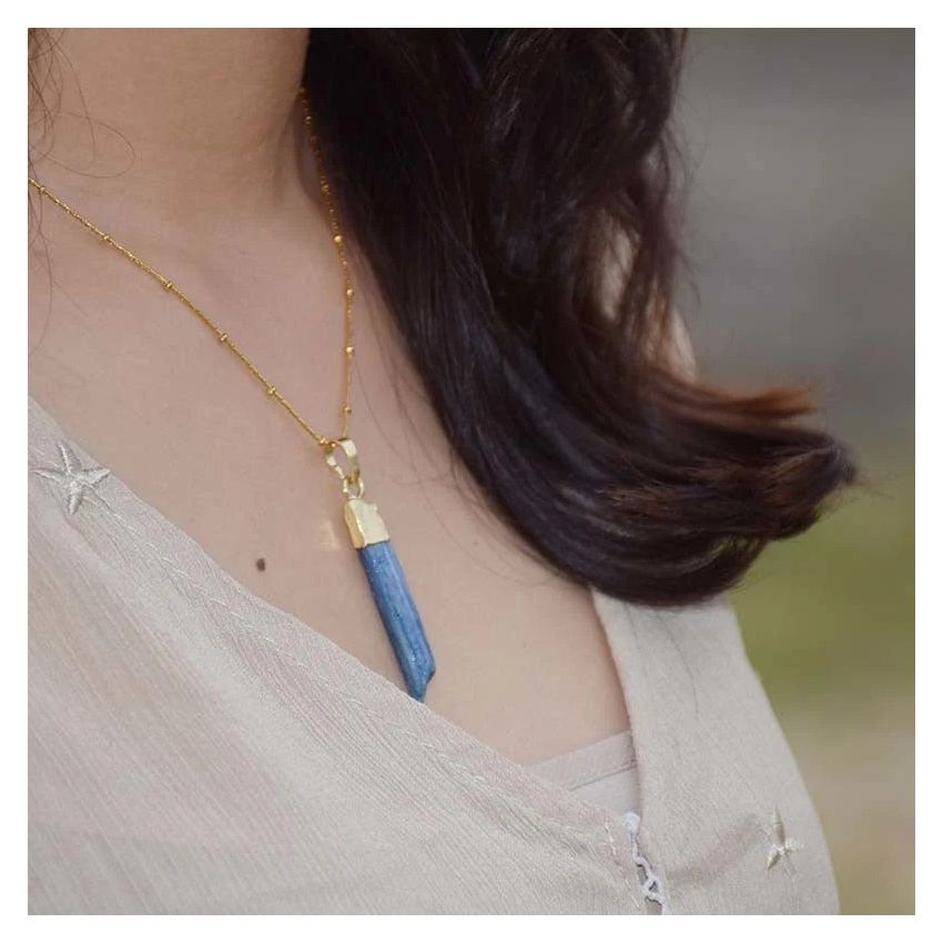 Blue Topaz Raw Stone Necklace