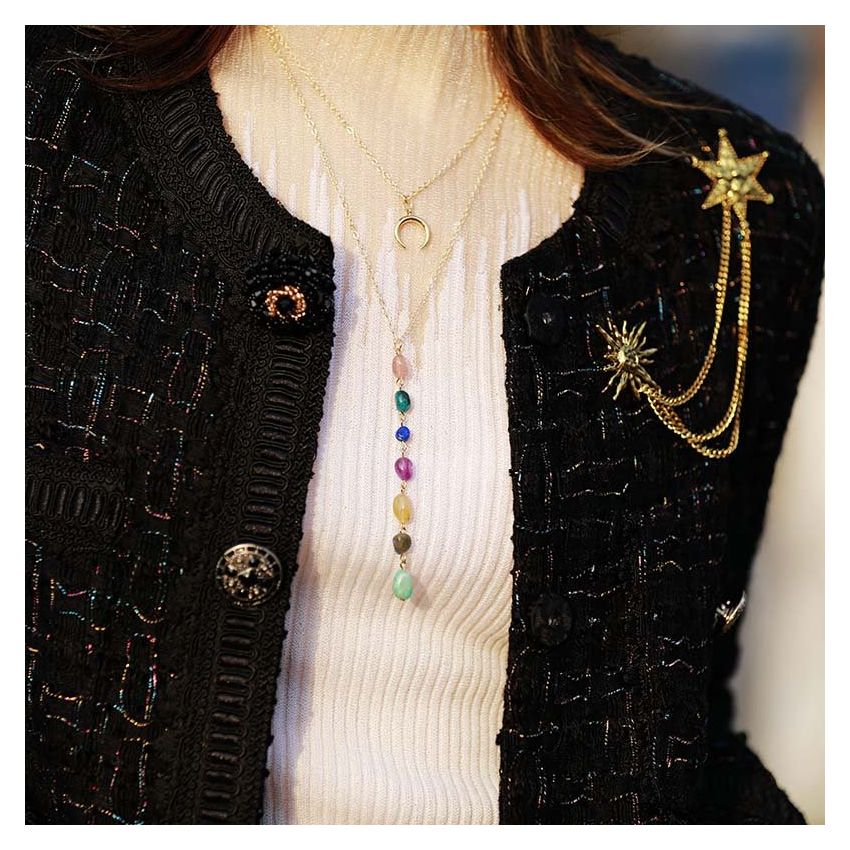 Rain 7 Chakra Heart Gold Chain Necklace