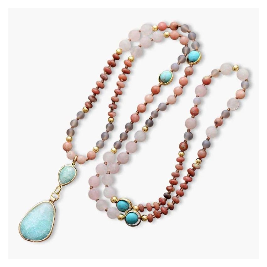 Frosted Turquoise and Amazonite Protection Necklace