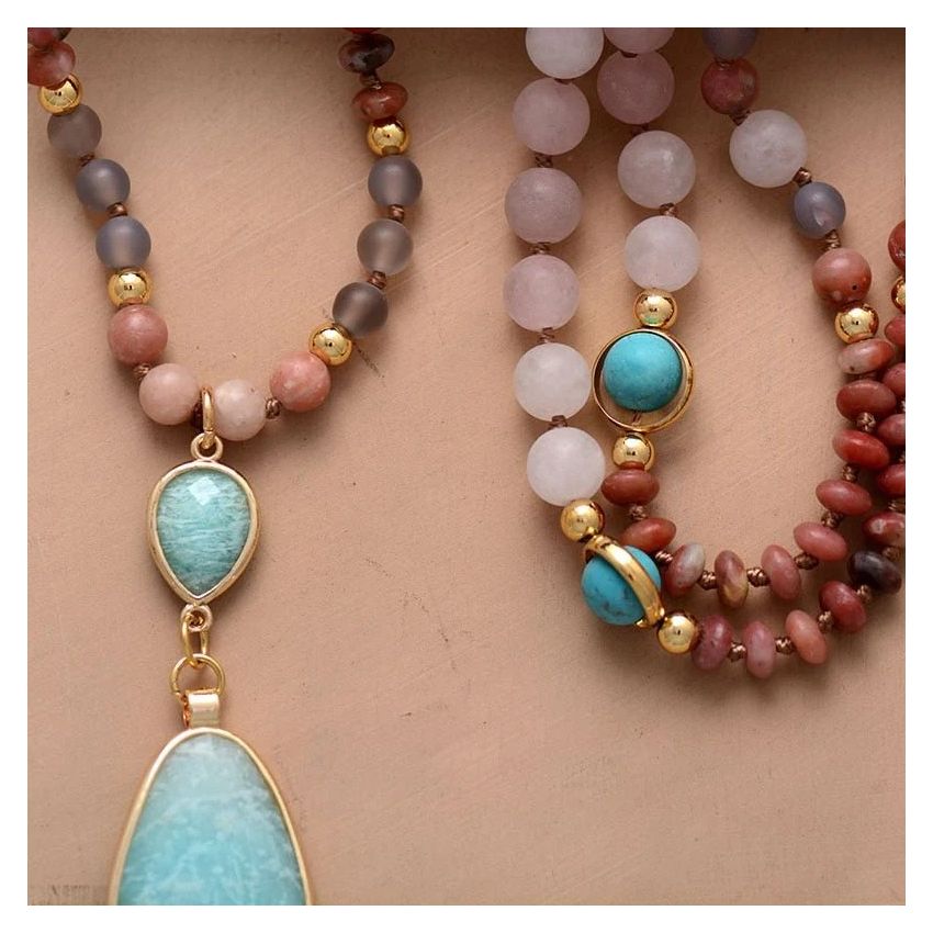 Frosted Turquoise and Amazonite Protection Necklace