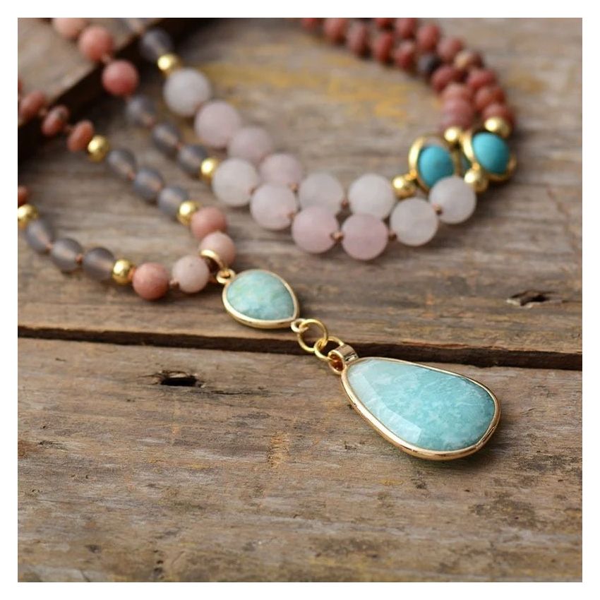Frosted Turquoise and Amazonite Protection Necklace