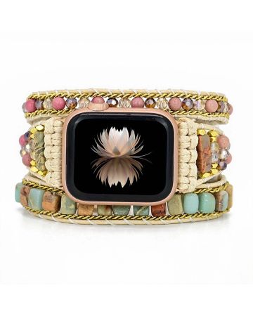 Colorful Jasper Rhodonite Beaded Apple Watch Strap | Band 38mm 40mm 41mm 42mm 44mm 45mm 46mm 49mm | Compatible with all Apple Watch Series