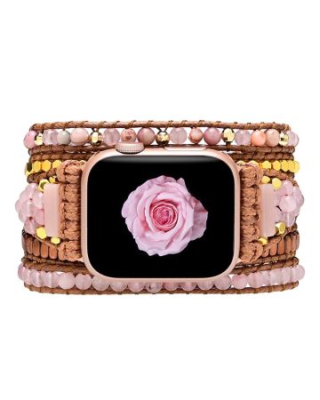 Natural Rhodonite _ose Quartz Rose Gold Apple Watch Band