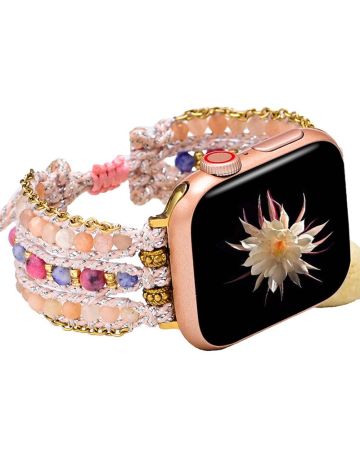 Handmade Natural Sunstone and Rhodochrosite Apple Watch Bracelet