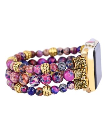 Purple Gold Jasper Natural Stone Apple Watch Strap | Compatible with all Apple Watch Series