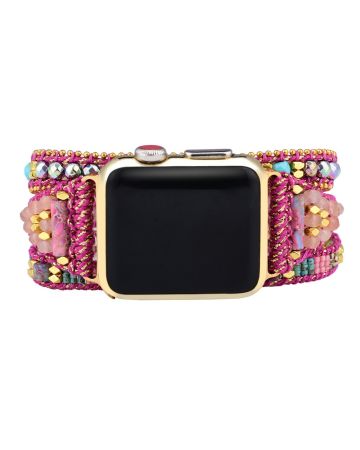 3-Layer Rose Quartz Crystal Watch Band