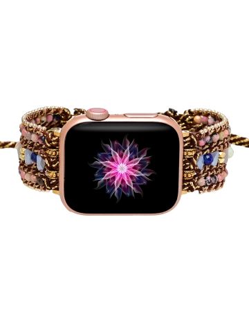 Rhodochrosite & Lapis Lazuli Apple Watch Strap Handmade Watch Strap 49mm Wristband for Apple Series  Band